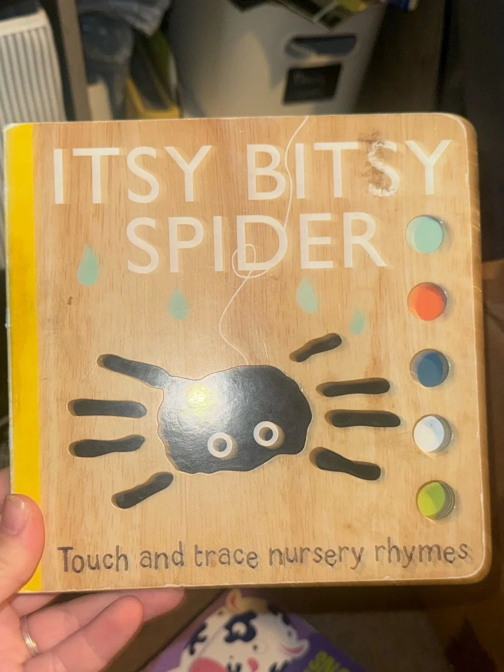 Itsy Bitsy Spider Touch & Trace Wooden Nursery Rhyme Book - Yellow